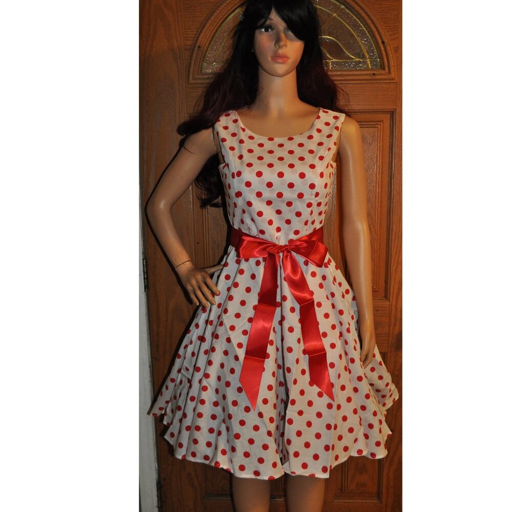 Women's Dress Retro Vintage Swing 1950's Cocktail Polka Dots Print